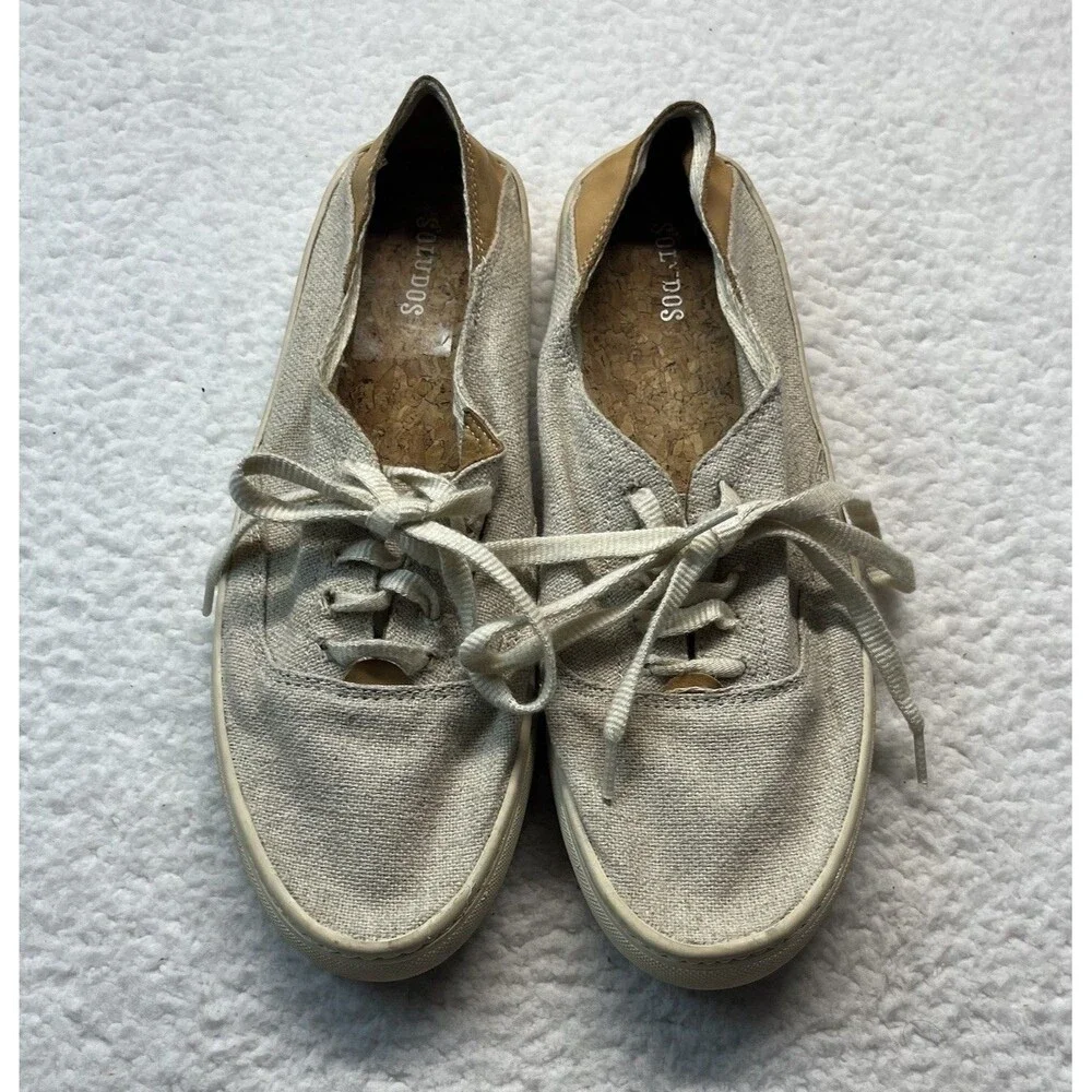 Soludos Sneakers Mens 8.5 Beige Canvas Convertible Low Top Lace Up Athleisure